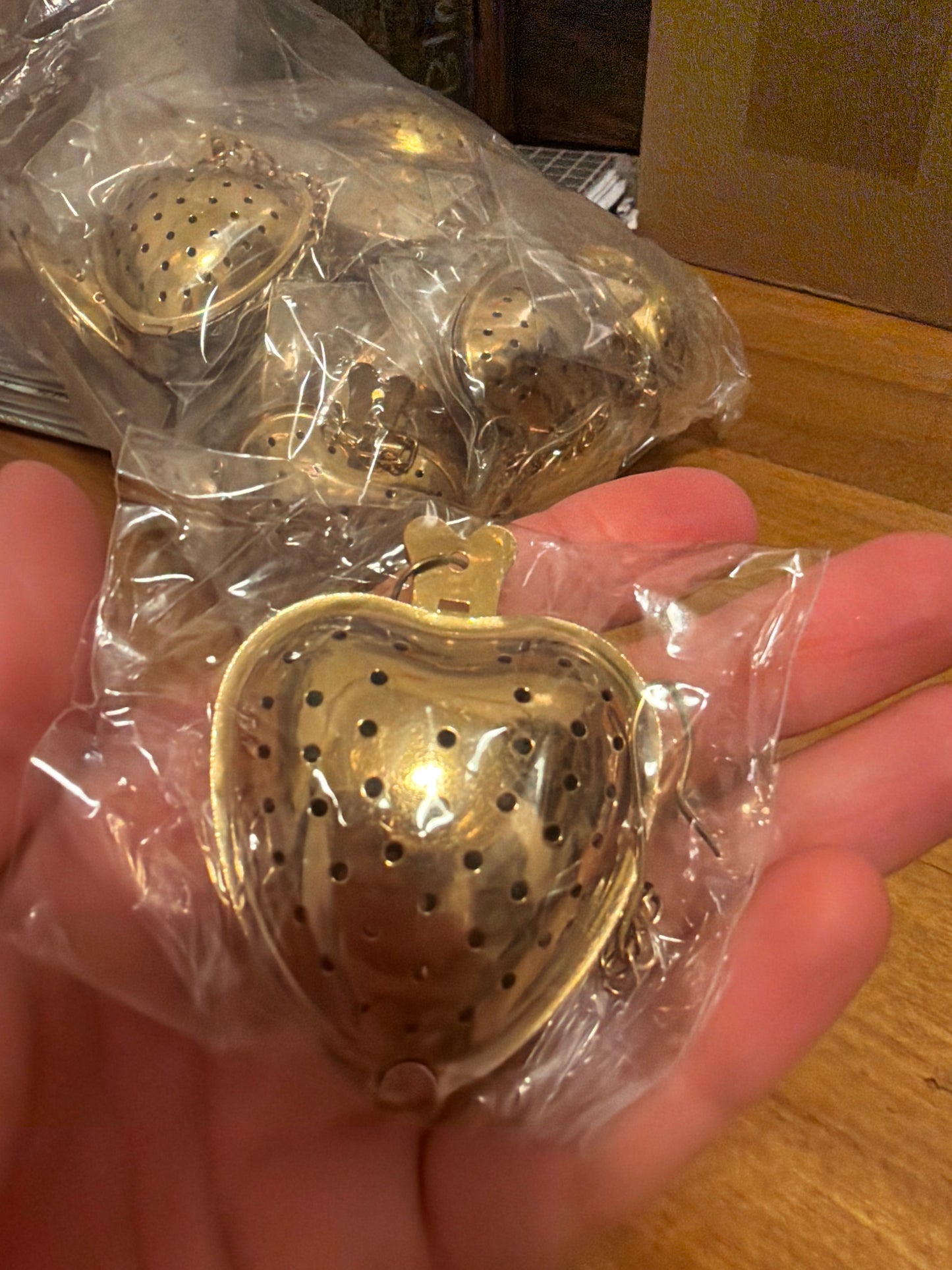 Heart Tea Ball, Gold